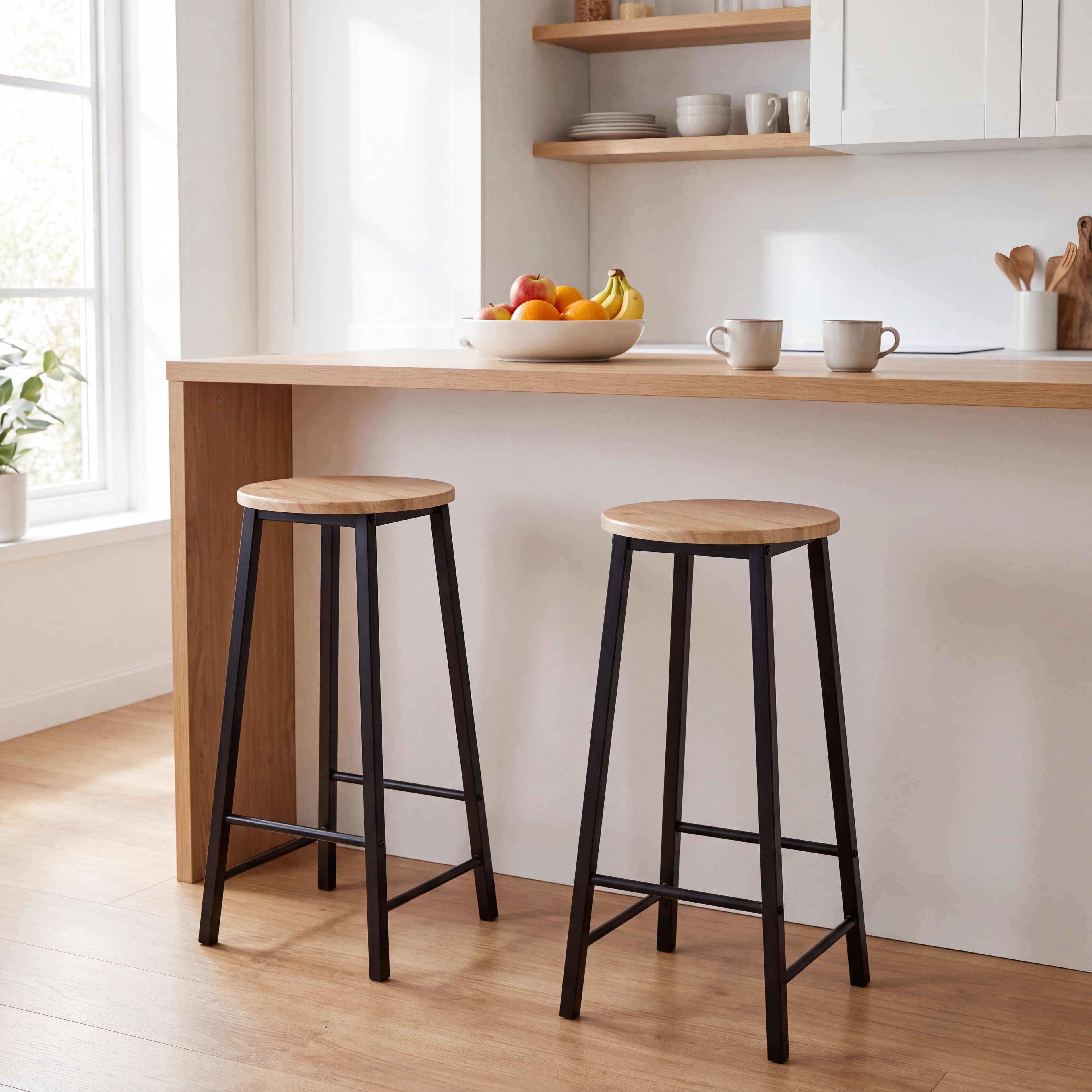 2er-Set runde Hocker, D 30 cm, Höhe 70 cm — 2