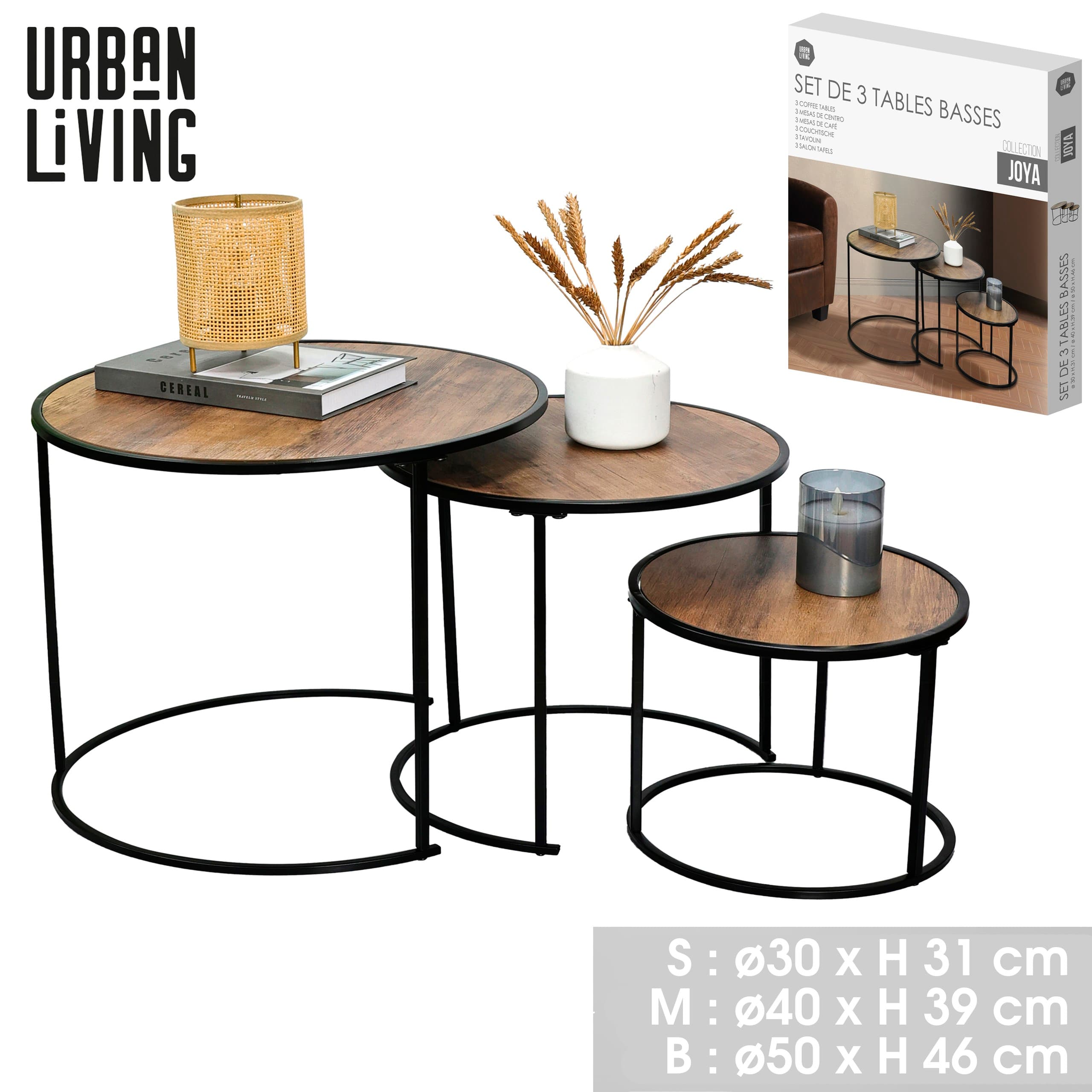 3er-Set Couchtische in drei Grössen, 30-50 cm — 2