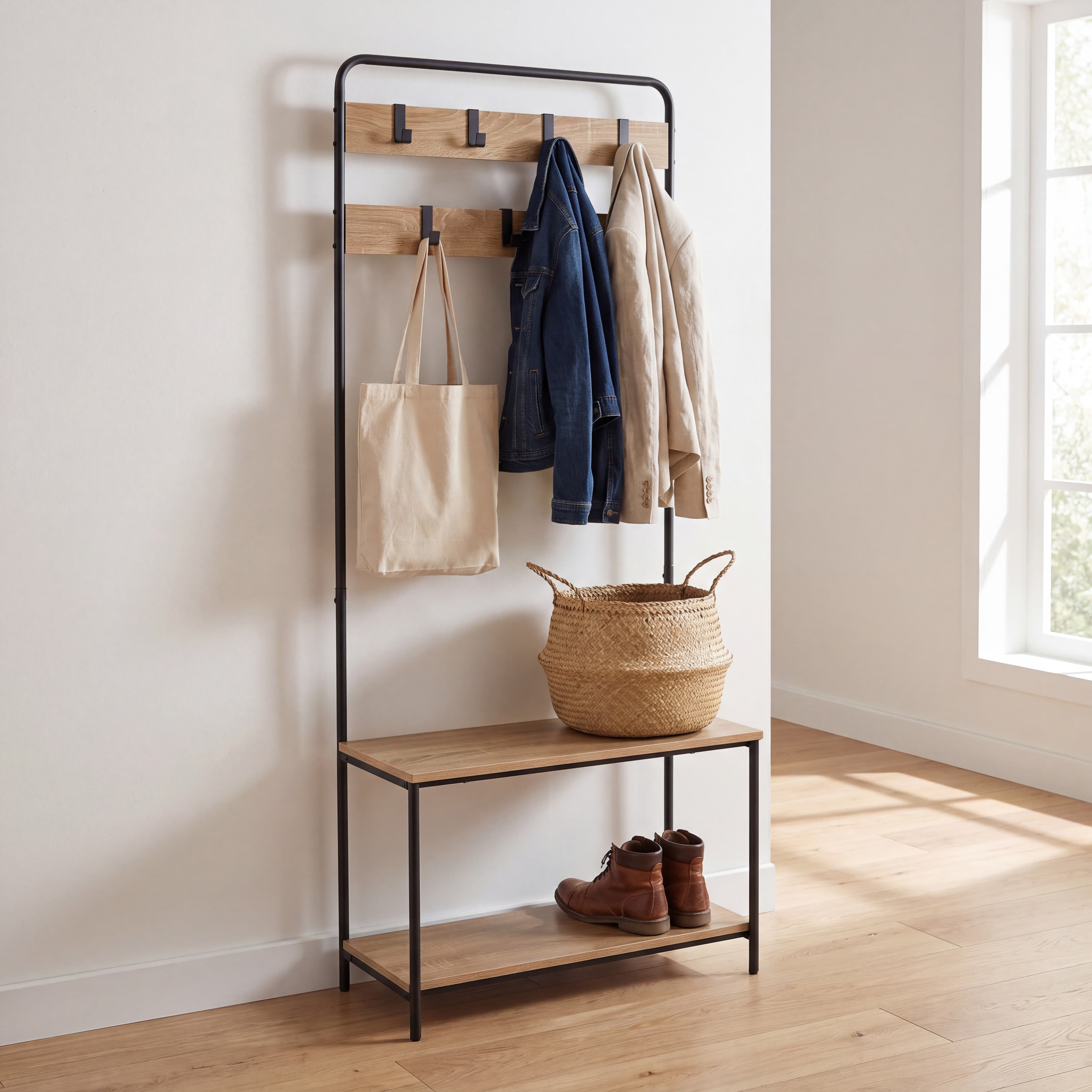 Garderobe Colorado mit 2 Ablagen und 7 Haken, 70 x 30 x 170 cm — 2