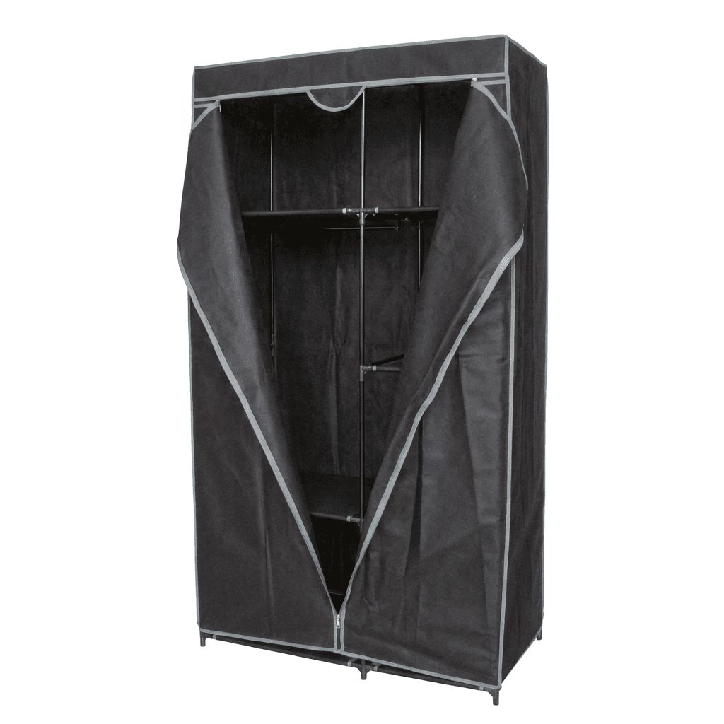 Kleiderschrank mit 5 Böden, Kleiderstange und Abdeckung, 88 × 45 × 160 cm