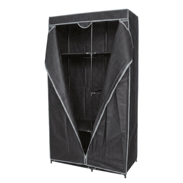 Kleiderschrank mit 5 Böden, Kleiderstange und Abdeckung, 88 × 45 × 160 cm