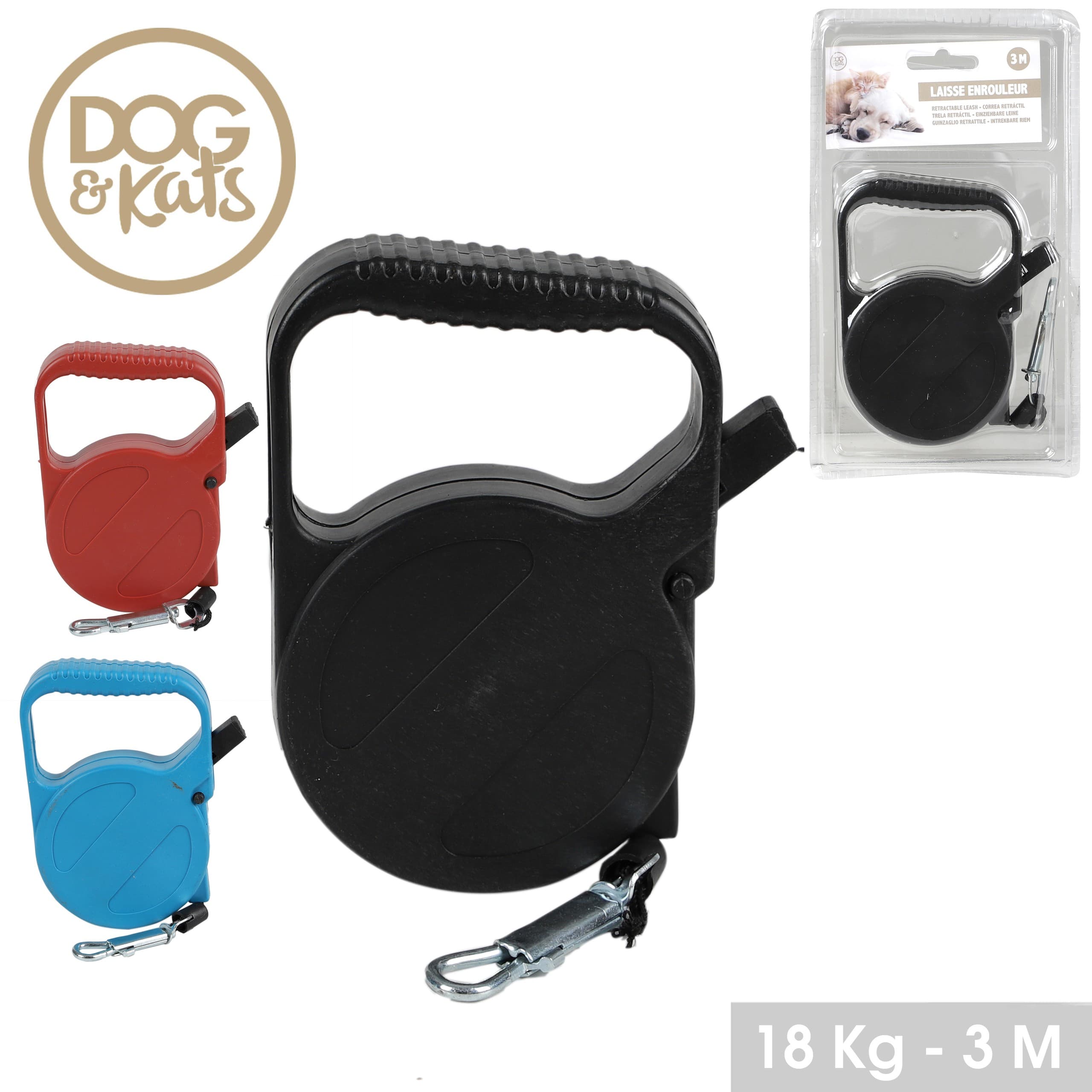 Dogi Automatik-Leine, Rot, 3 m, bis 18 kg — 2
