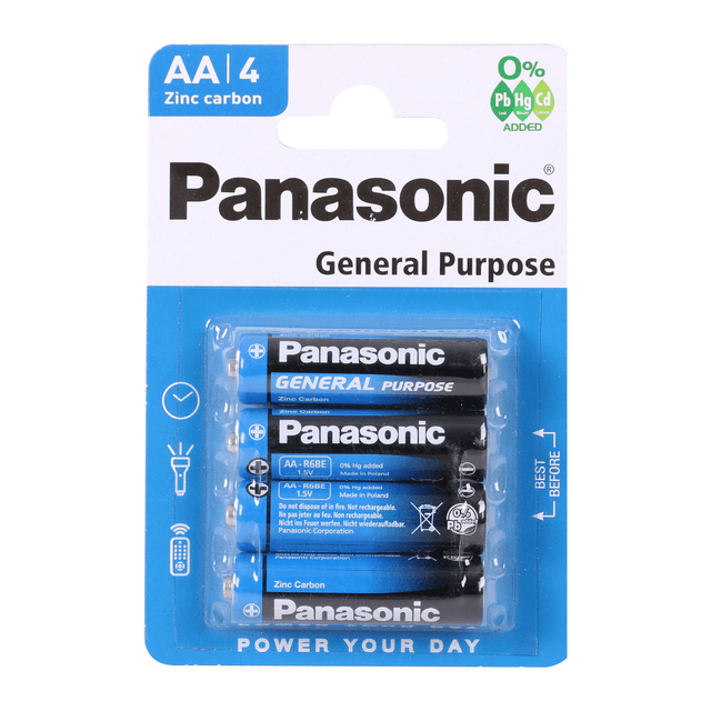 Panasonic AA Salzbatterien R06, praktische 4er-Vorratspackung