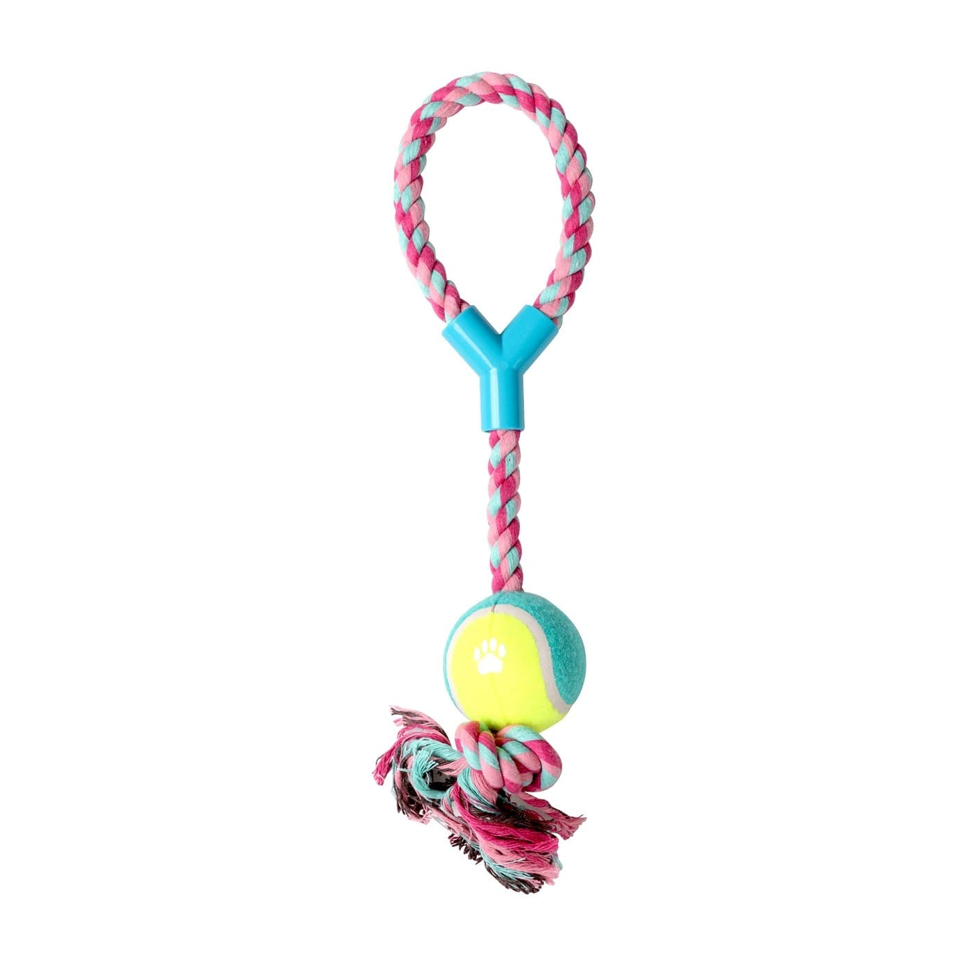 Dogi Seilspielzeug Hund mit Y-Griff und Tennisball, Rosa