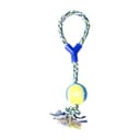 Dogi Seilspielzeug Hund mit Y-Griff und Tennisball, Blau