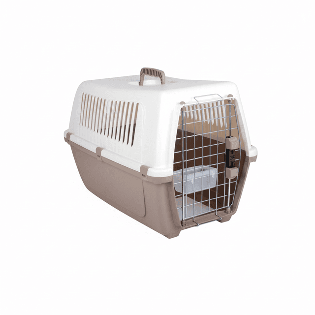 Hundetransportbox mit Metallgitter, taupe, 37 cm hoch