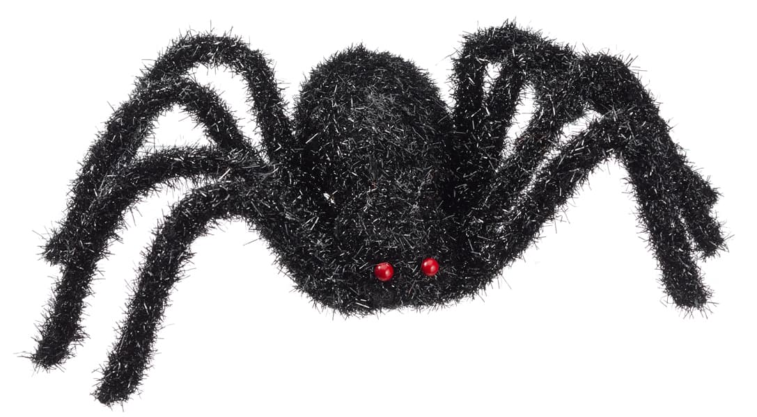 Schwarze Halloween-Spinne mit roten Augen, D 70 cm