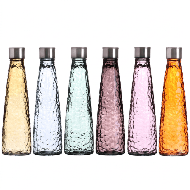 Glasflaschen-Set „Diamond“, 6 Stück, 750 ml, 6 Farben