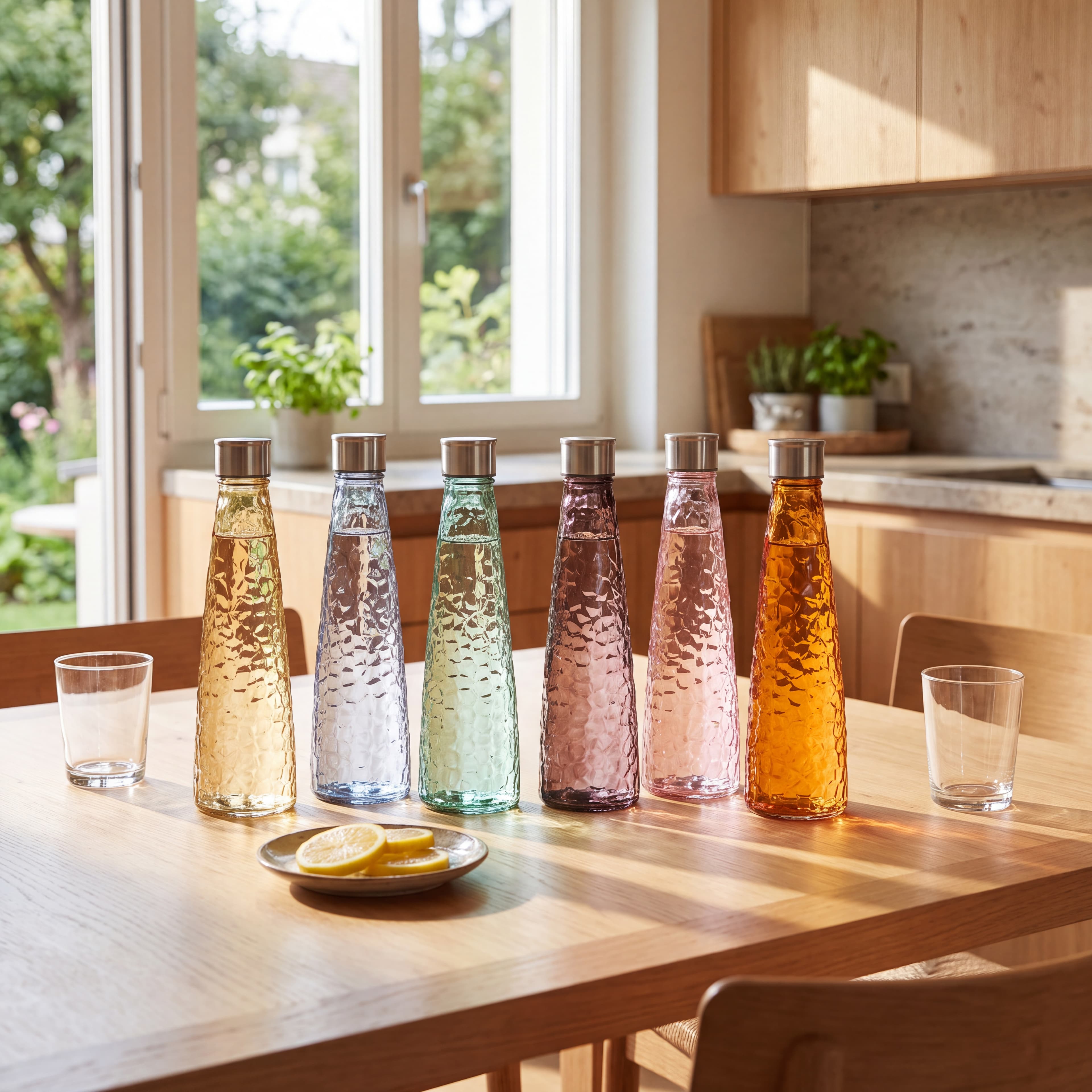 Glasflaschen-Set „Diamond“, 6 Stück, 750 ml, 6 Farben — 2