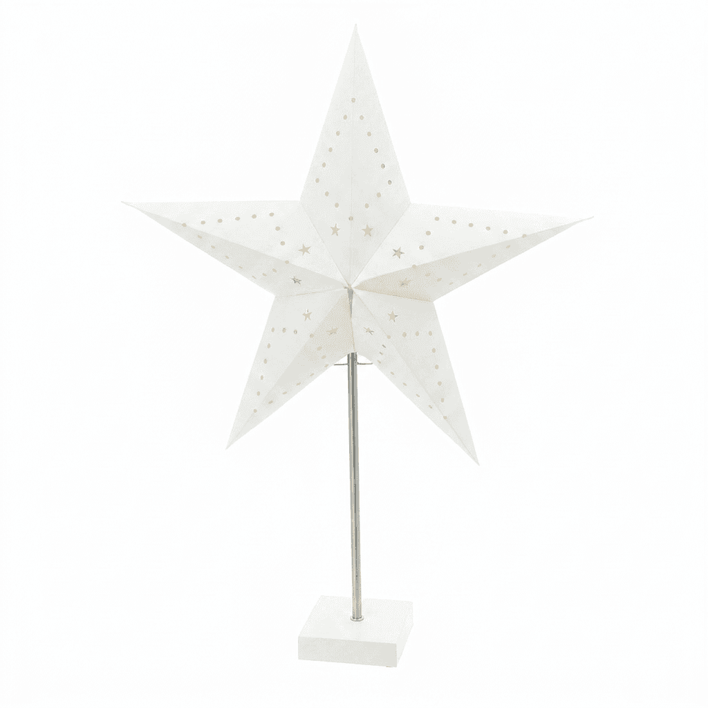 Papierstern Tischleuchte auf Metallfuss, 60 cm
