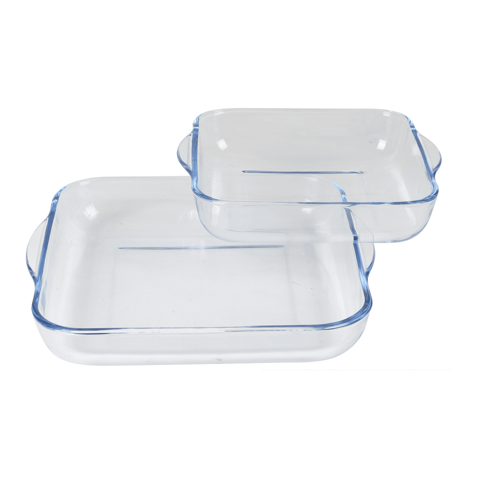 2 rechteckige Auflaufformen aus Borosilikatglas, 23,8 × 21,2 cm und 30 × 27,4 cm