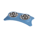 Dogi Double Dog Bowl with Base, Stainless Steel, Blue