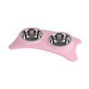 Dogi Doppelter Hundenapf mit Unterlage, Edelstahl, Rosa