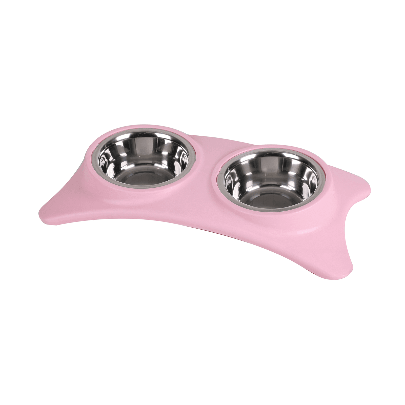 Dogi Doppelter Hundenapf mit Unterlage, Edelstahl, Rosa
