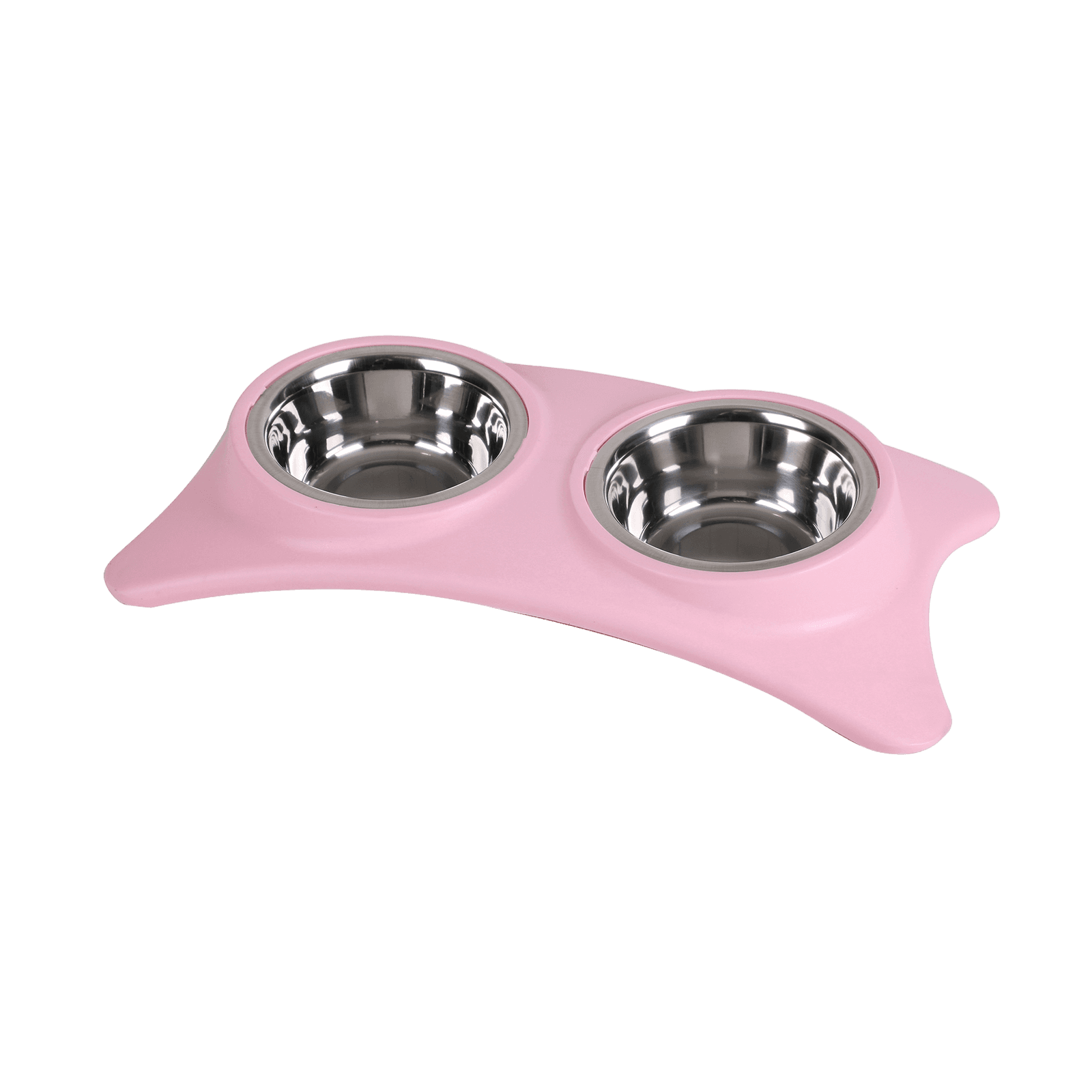 Distributeur double pour chien Dogi avec support, inox, rose
