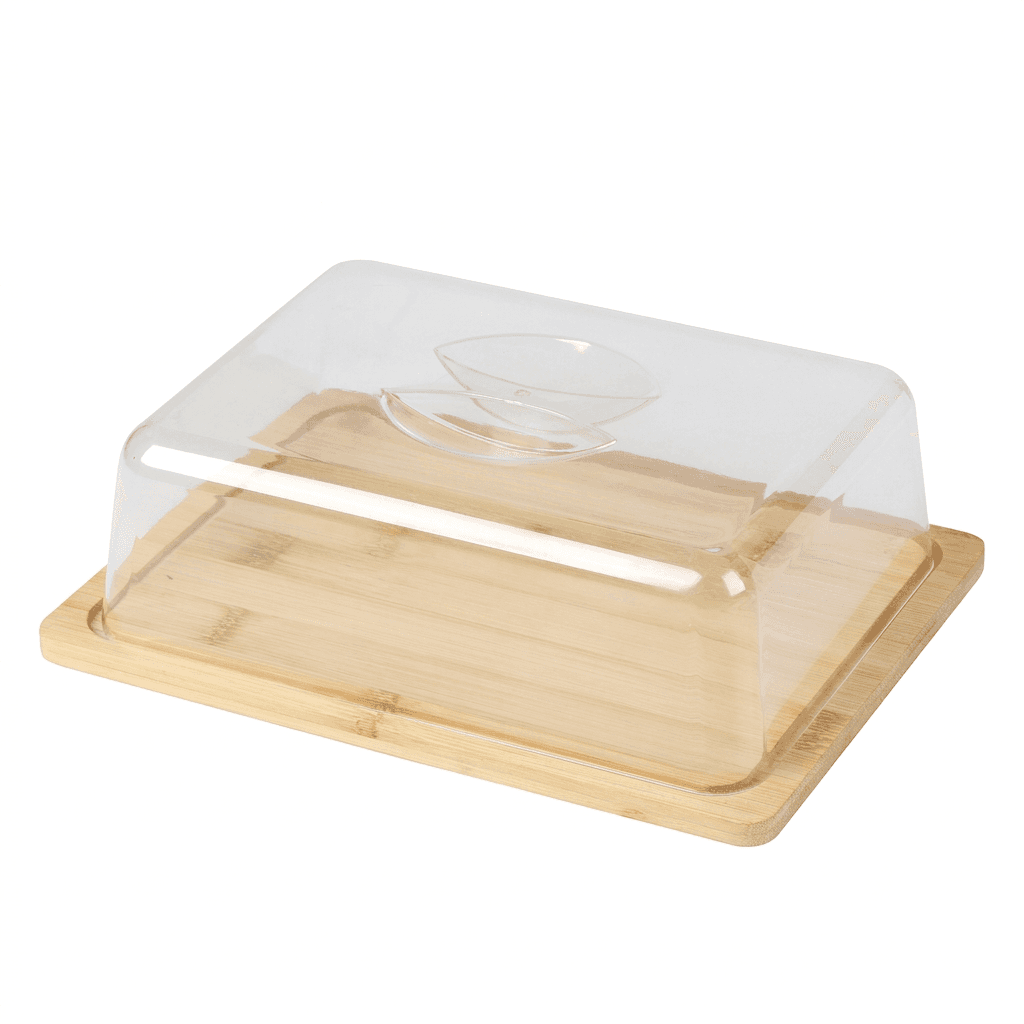 Käsebox aus Bambus mit Tablett, rechteckig 24 x 18 x 7 cm