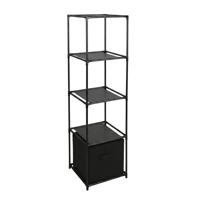 Schrank mit 4 Fächern und 1 Vlieswürfel, 36x36x129 cm