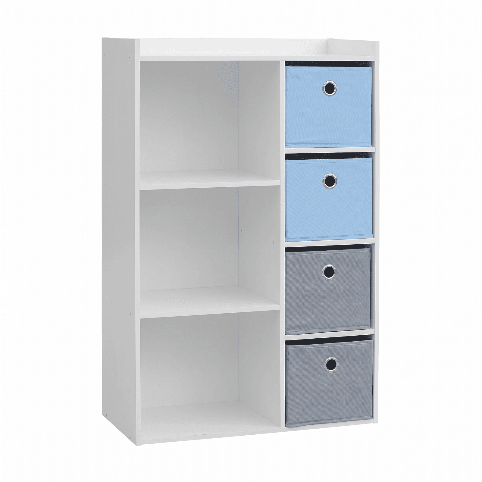 Kinderschrank mit 3 Fächern und 4 Schubladen, blau/grau