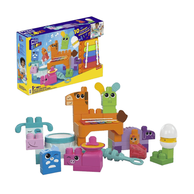 Mega Bloks Sensorisches Bauset – Bauernhoftiere, 40 Teile