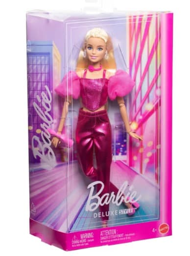 Barbie Deluxe Style Puppe, pinkes Metallic-Outfit — 4