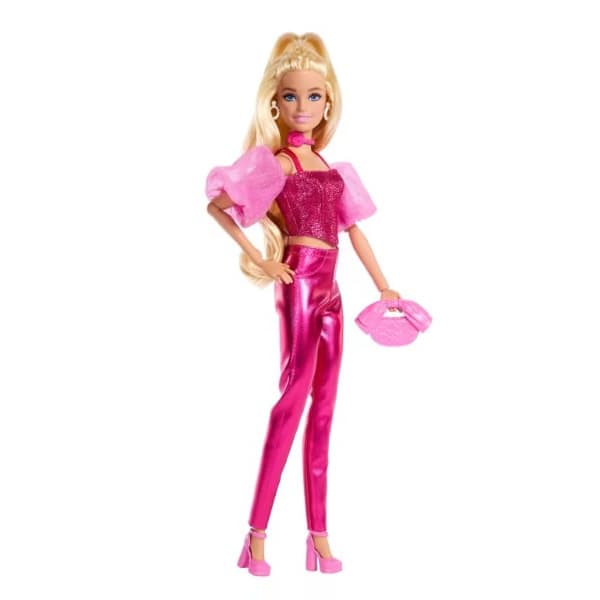 Barbie Deluxe Style Puppe, pinkes Metallic-Outfit — 3