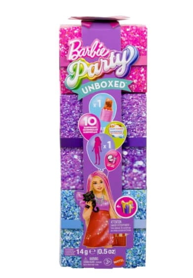 Barbie Party Unboxed – Glam Party Doll with 10 Surprises