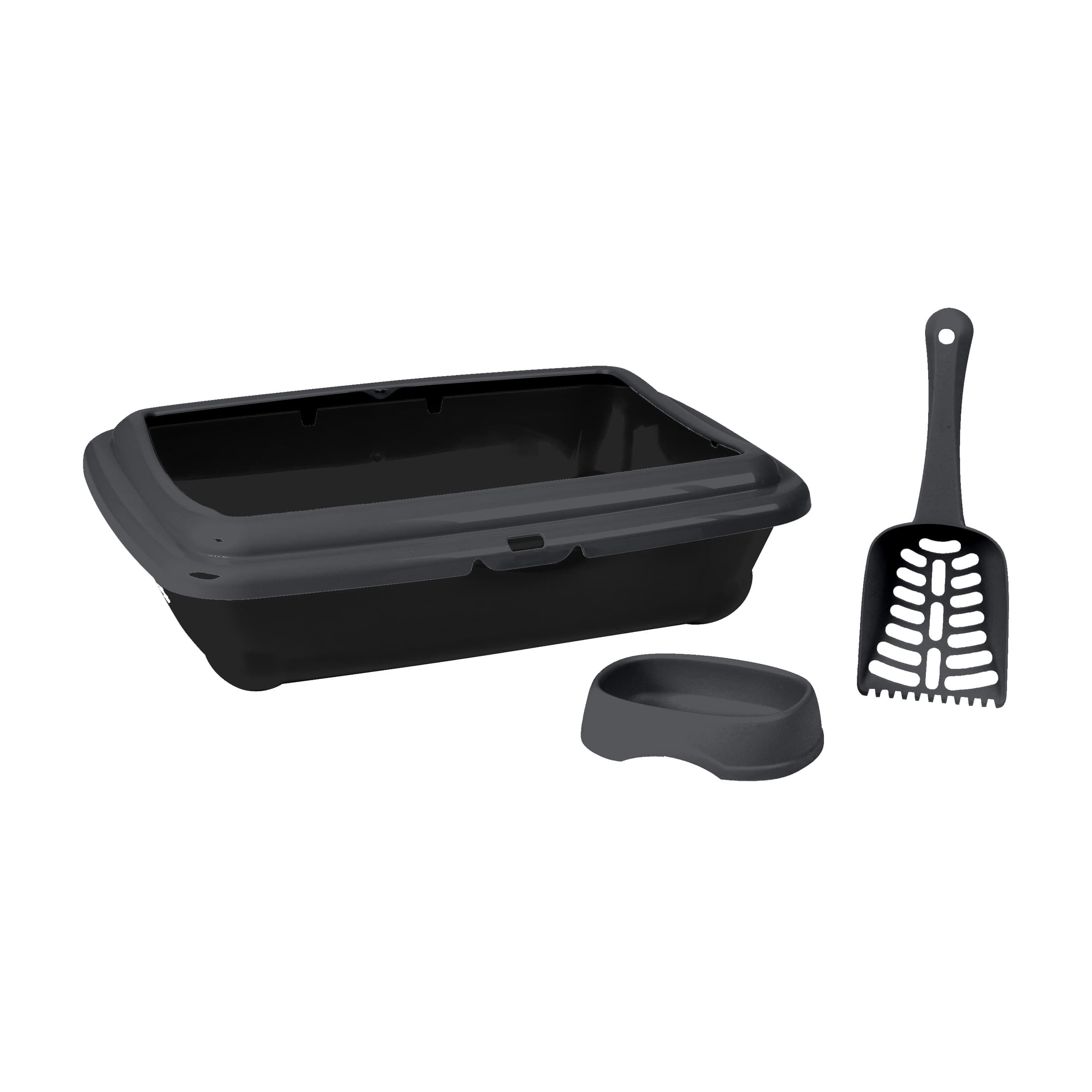 Katzentoilette im Set mit Napf und Schaufel, 46 cm