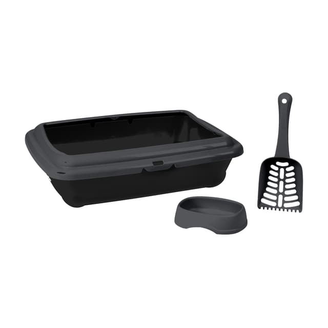 Katzentoilette im Set mit Napf und Schaufel, 46 cm