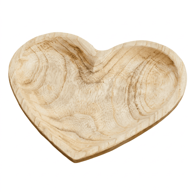 Dekoschale aus Paulowniaholz in Herzform, 25 × 25 cm