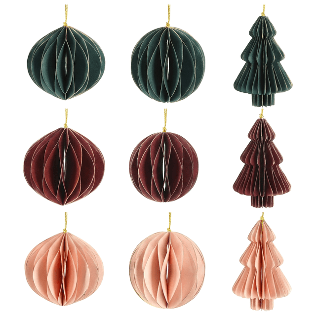 Honigwaben-Weihnachtsanhänger, 9er Set