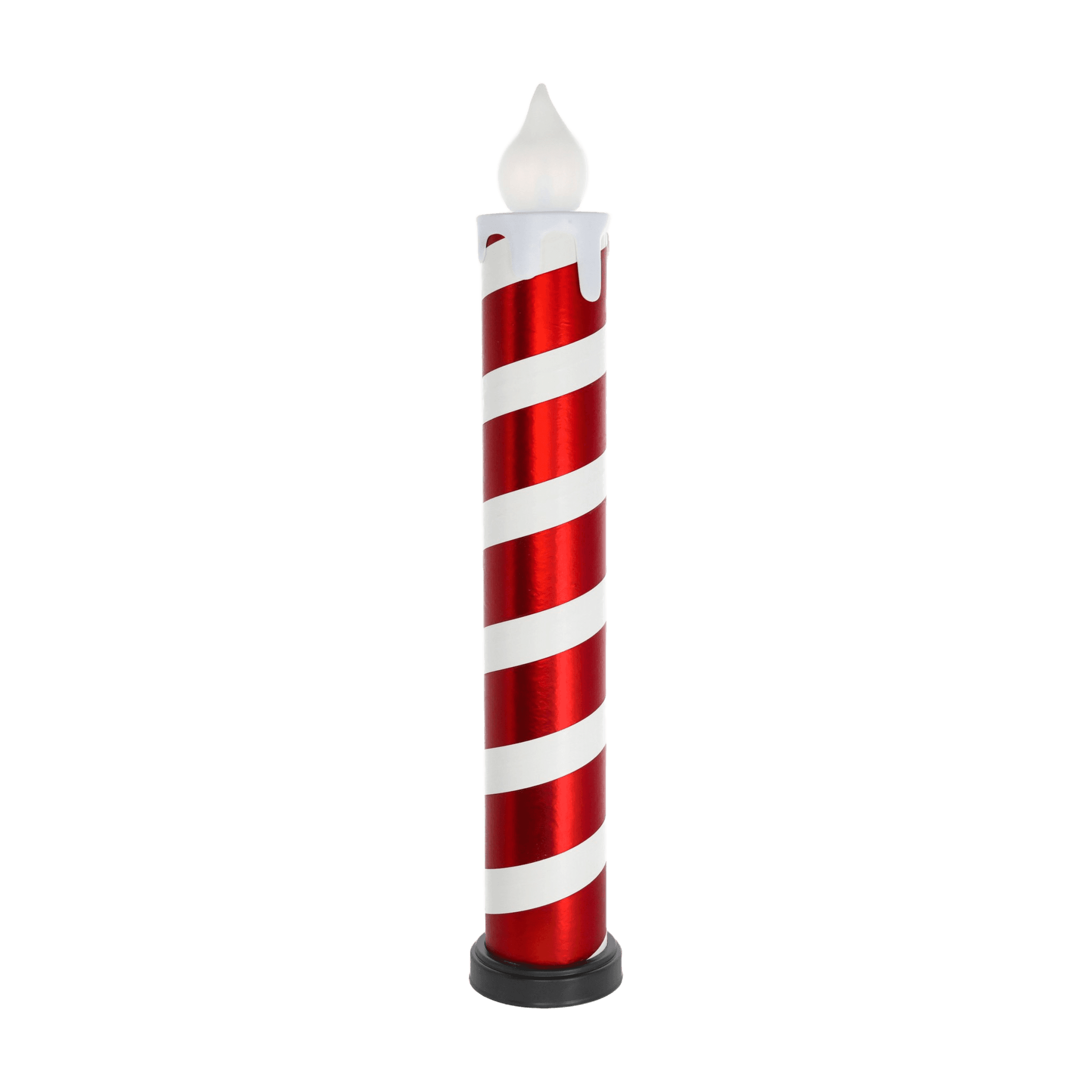 Festliche LED-Weihnachtskerze Rot-Weiss, 83 cm