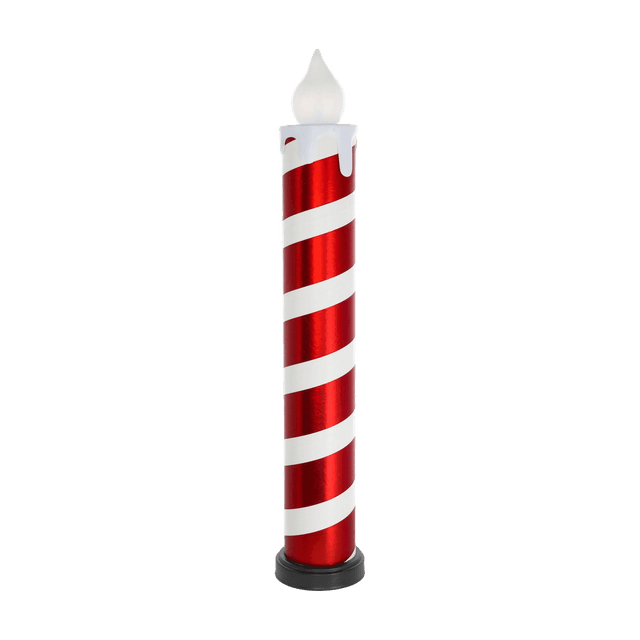 Festliche LED-Weihnachtskerze Rot-Weiss, 83 cm