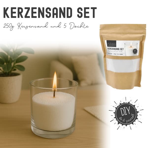 Kerzensand DIY-Set mit Dochten, weiss, 250 g