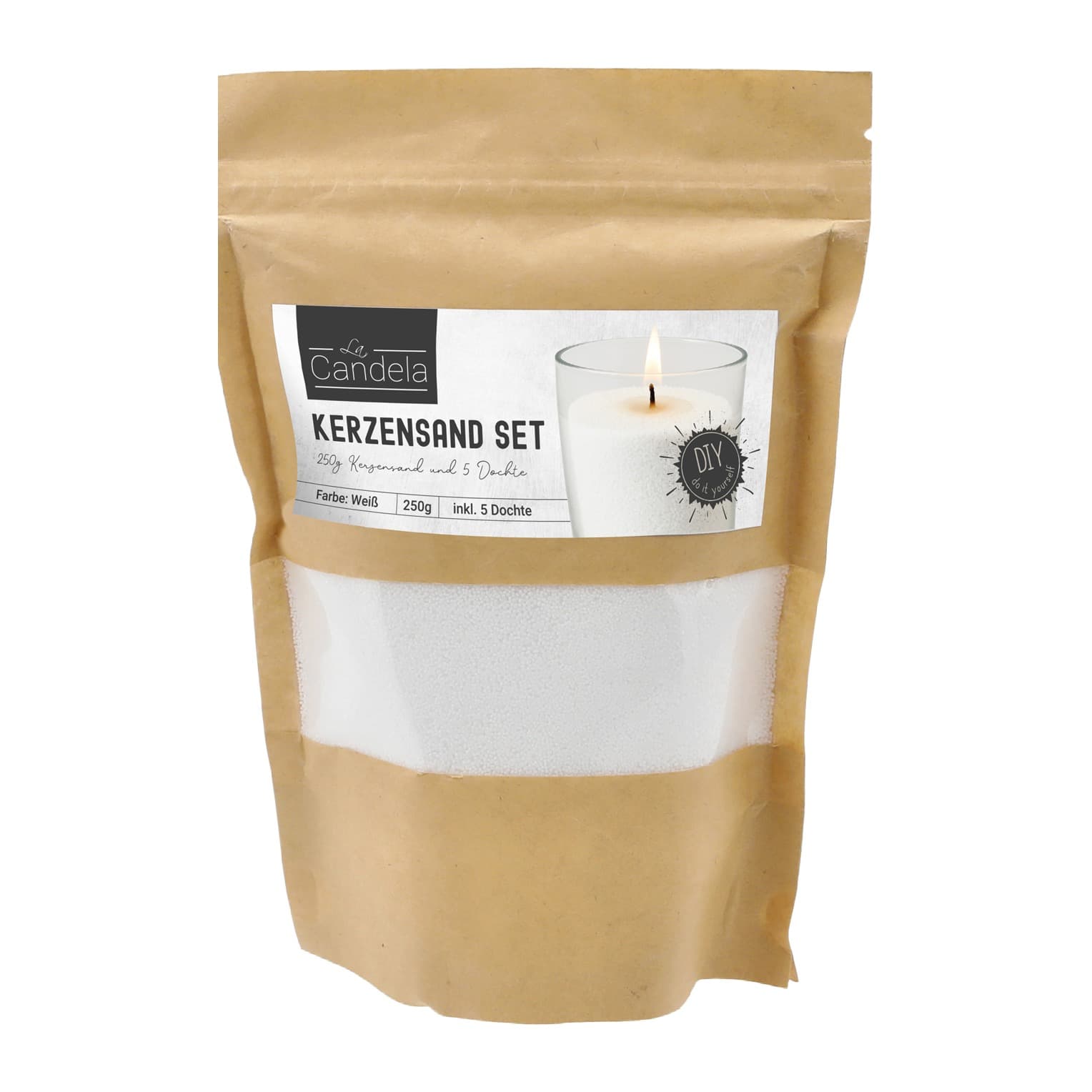 Kerzensand DIY-Set mit Dochten, weiss, 250 g