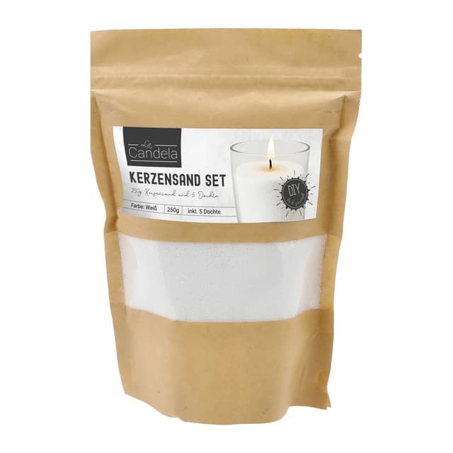 Kerzensand DIY-Set mit Dochten, weiss, 250 g