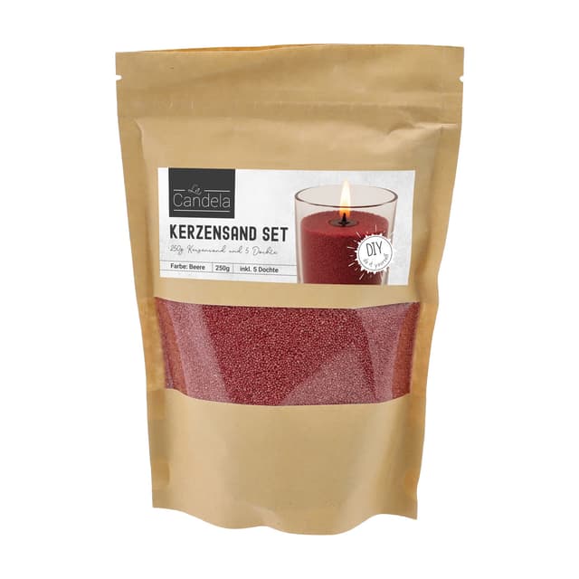 DIY Kerzensand-Set mit Dochten, 250 g – Beere