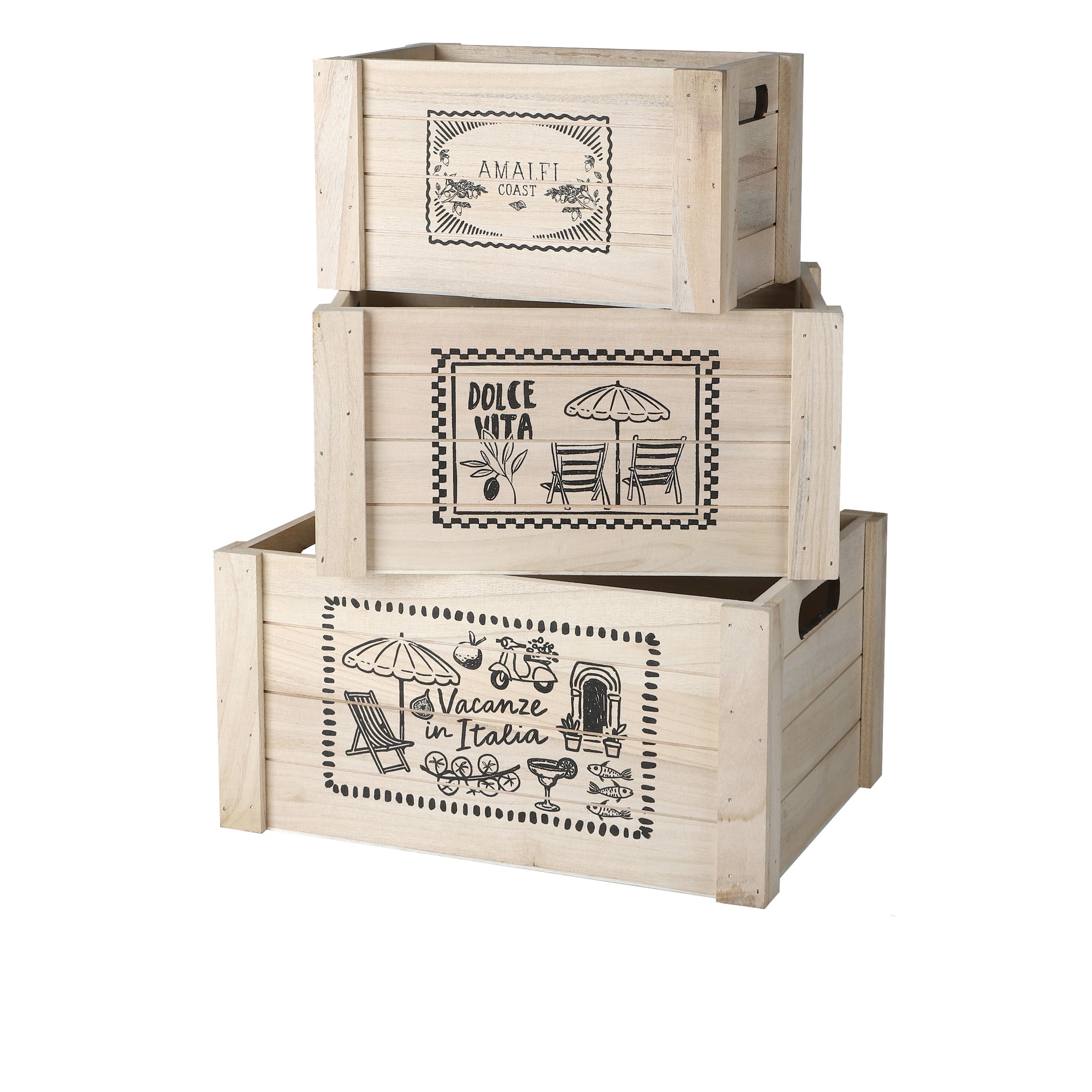 Dekorative rechteckige Holzkiste, 3er-Set