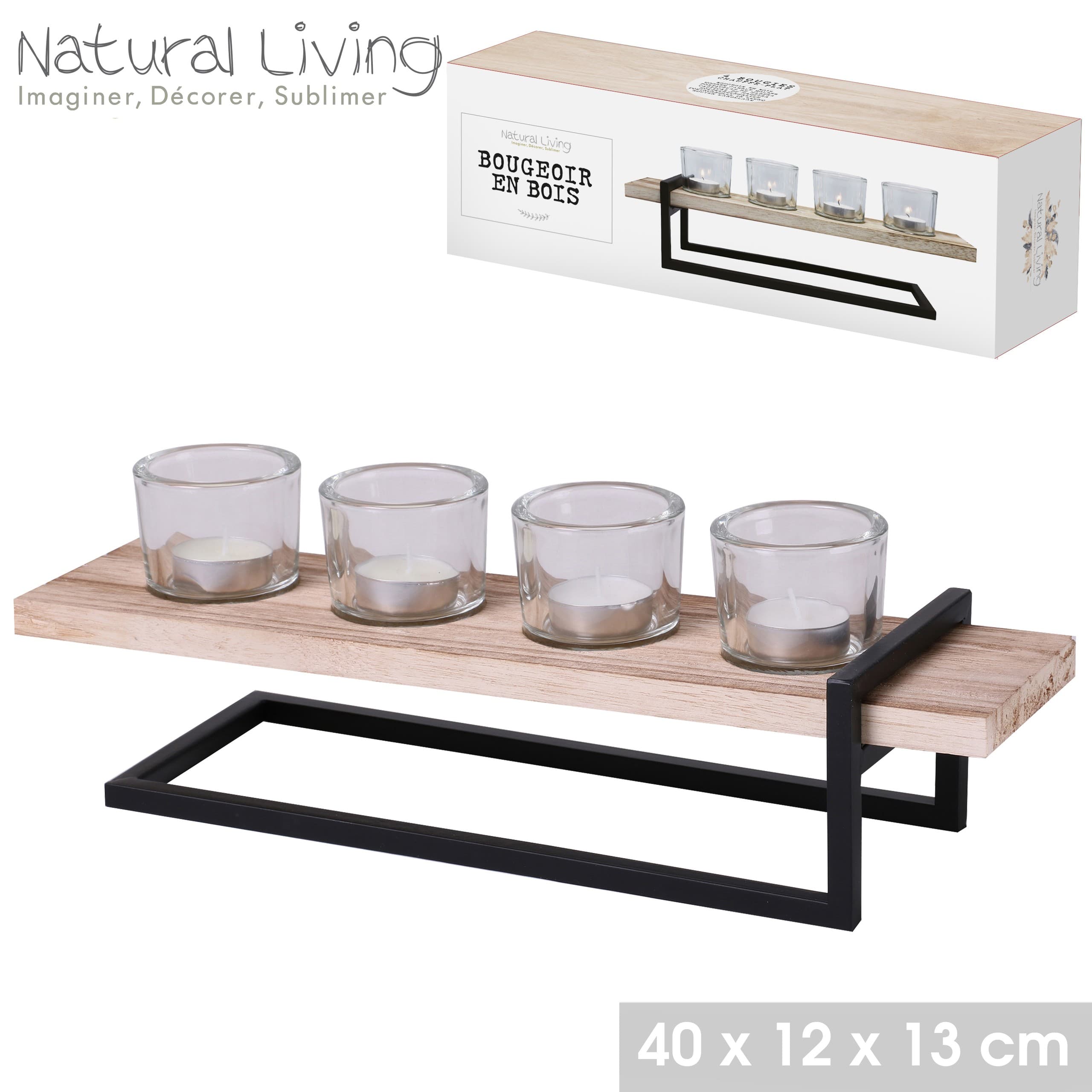 Kerzenhalter für 4 Kerzen, 40 x 12 x 13 cm — 2