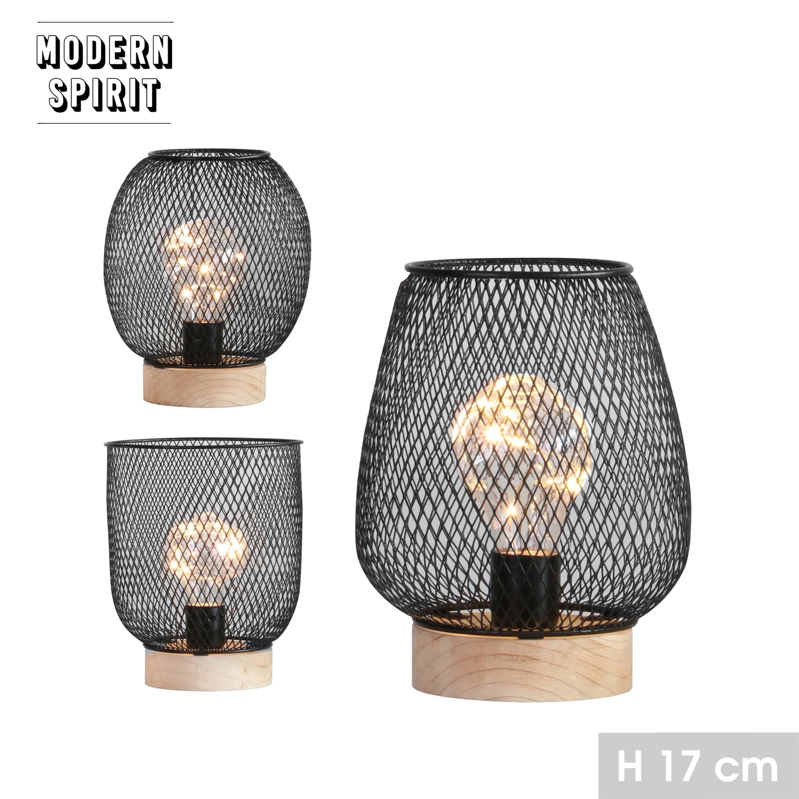 LED-Tischlampe Modern Spirit, Trapez, Holz und Metall, Schwarz — 2