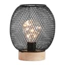 LED-Tischlampe Modern Spirit, rund, Holz und Metall, Schwarz