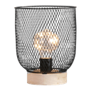 LED-Tischlampe Modern Spirit, Zylinder, Holz und Metall, Schwarz