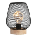 LED-Tischlampe Modern Spirit, Trapez, Holz und Metall, Schwarz