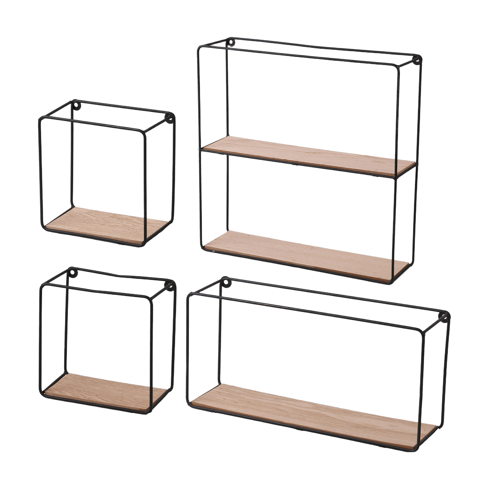 Regalset „Modern Spirit“ 4-teilig aus Holz und Metall, Schwarz