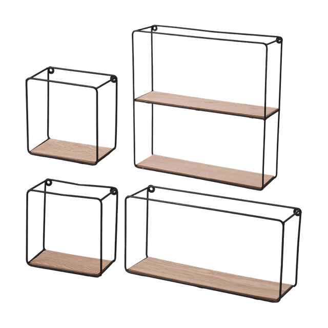 Regalset „Modern Spirit“ 4-teilig aus Holz und Metall, Schwarz