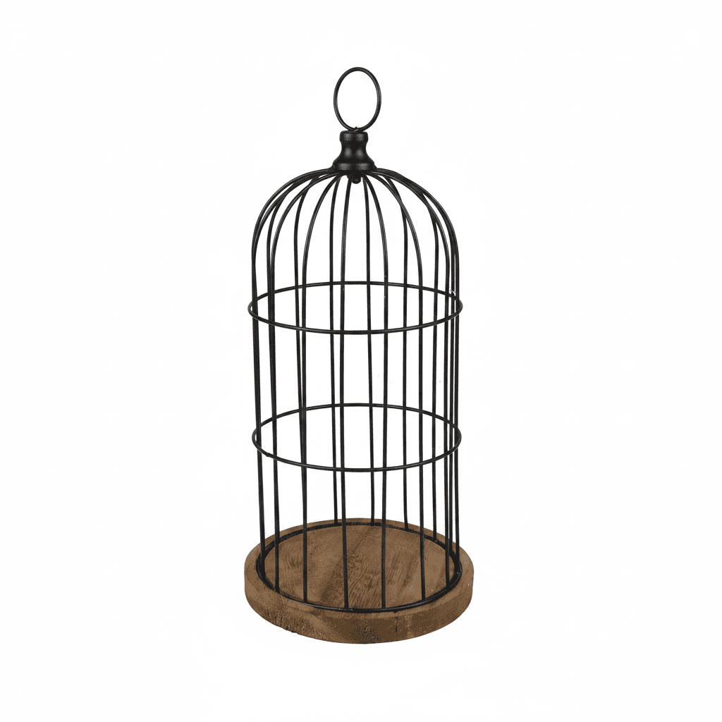 Dekokäfig aus Holz & Metall, 18 × 39,5 cm