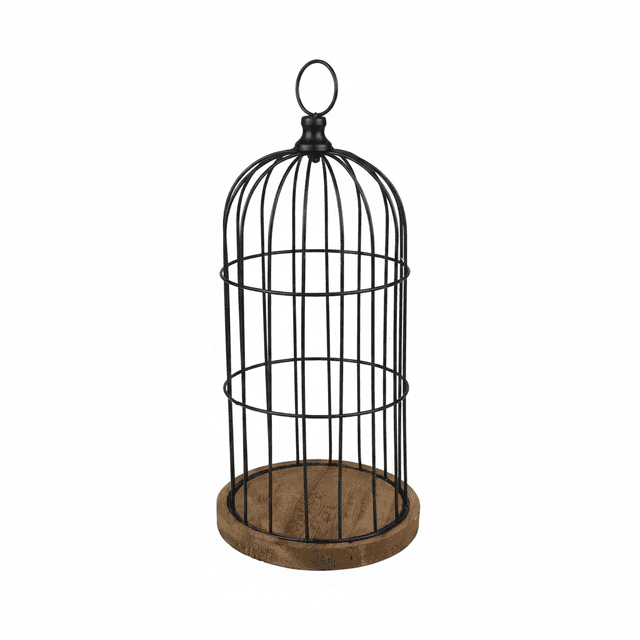 Dekokäfig aus Holz & Metall, 18 × 39,5 cm
