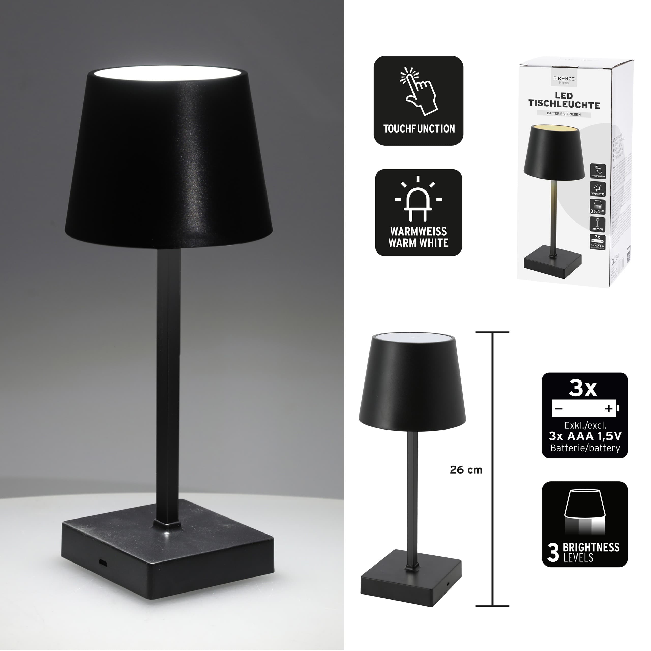 LED-Tischleuchte mit Touchfunktion, Schwarz, kompakt — 2
