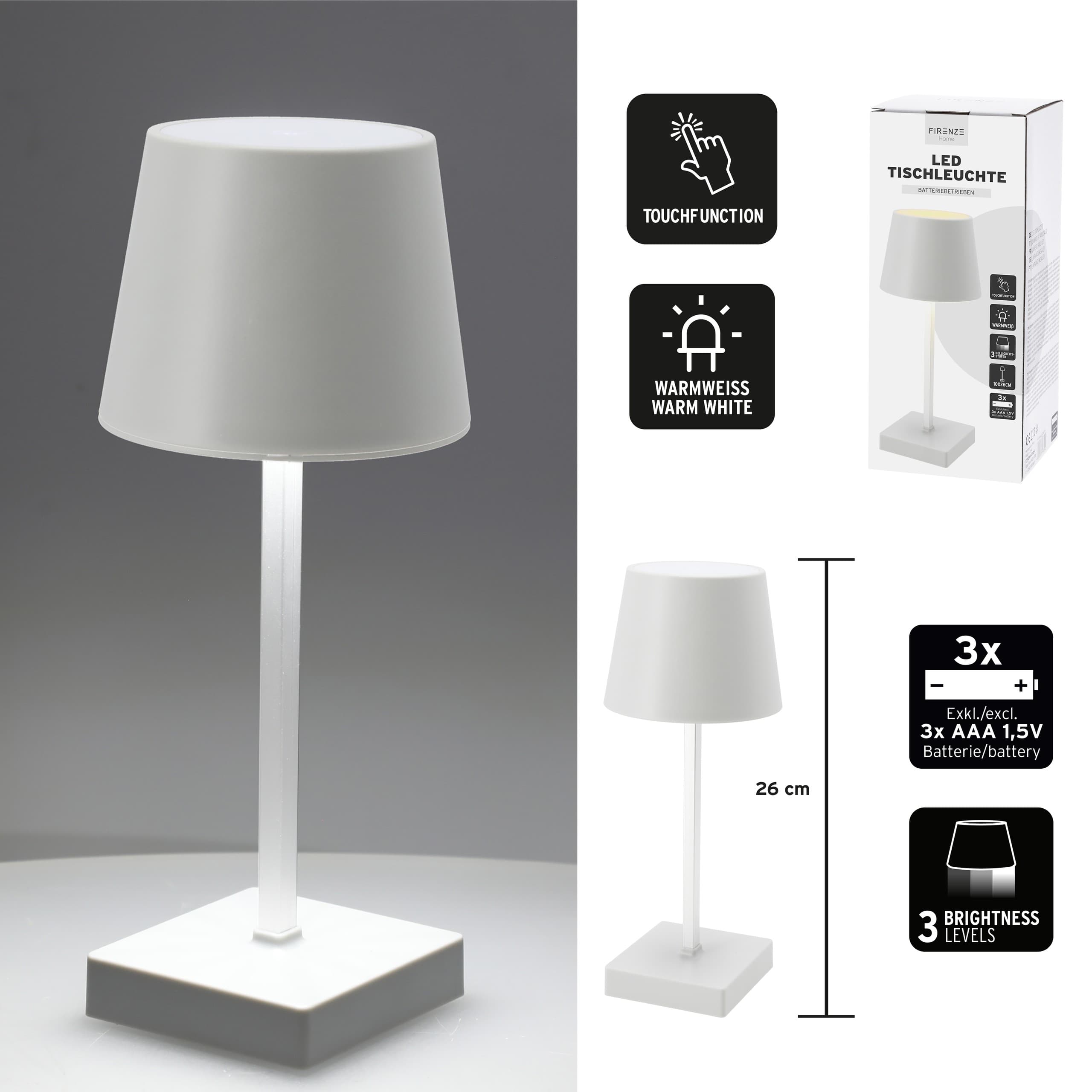 LED Tischleuchte Weiss, Touch-Dimmer, 3 Stufen, warmweiss — 2