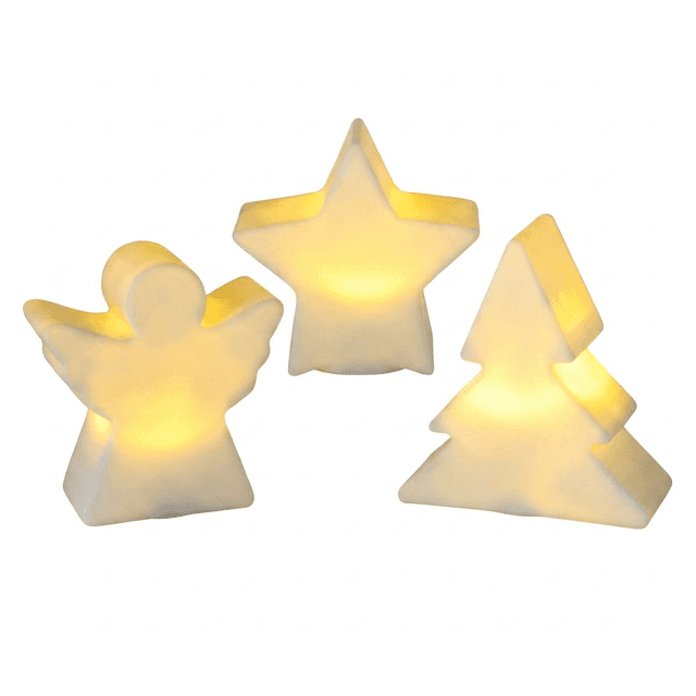 LED X-Mas Leuchten – 3er Set Stern, Baum & Engel