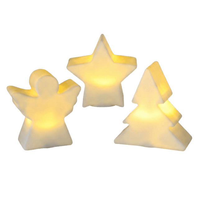 LED X-Mas Leuchten – 3er Set Stern, Baum & Engel